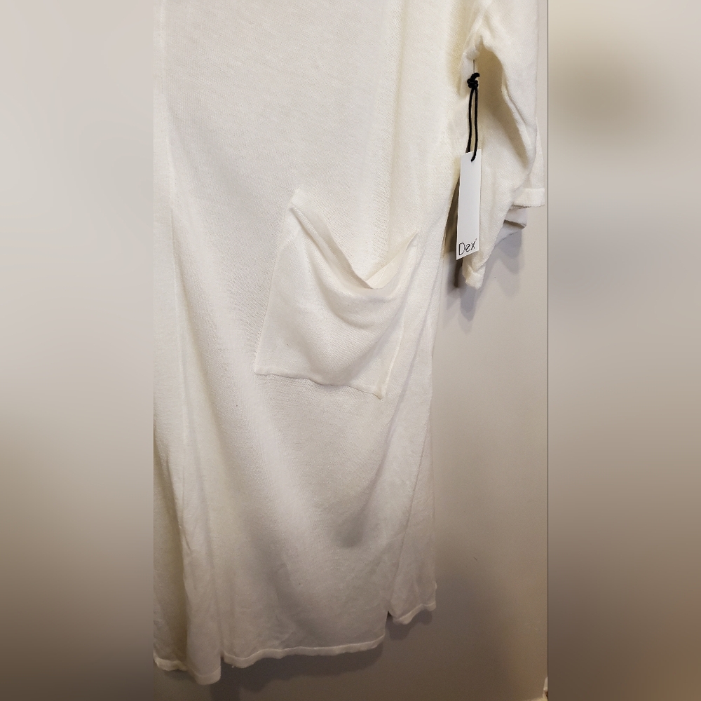 77. NWT - Dex Open Front Side Slit Long Cardigan with Pockets - Picture 10 of 11